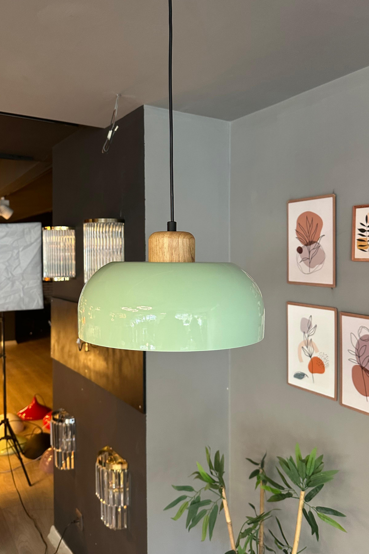 Mint Rocha Metal Avize Geniş Ahşap Başlık Salon Masaüstü Mutfak Otel Tekli Avize Lamba Aydınlatma