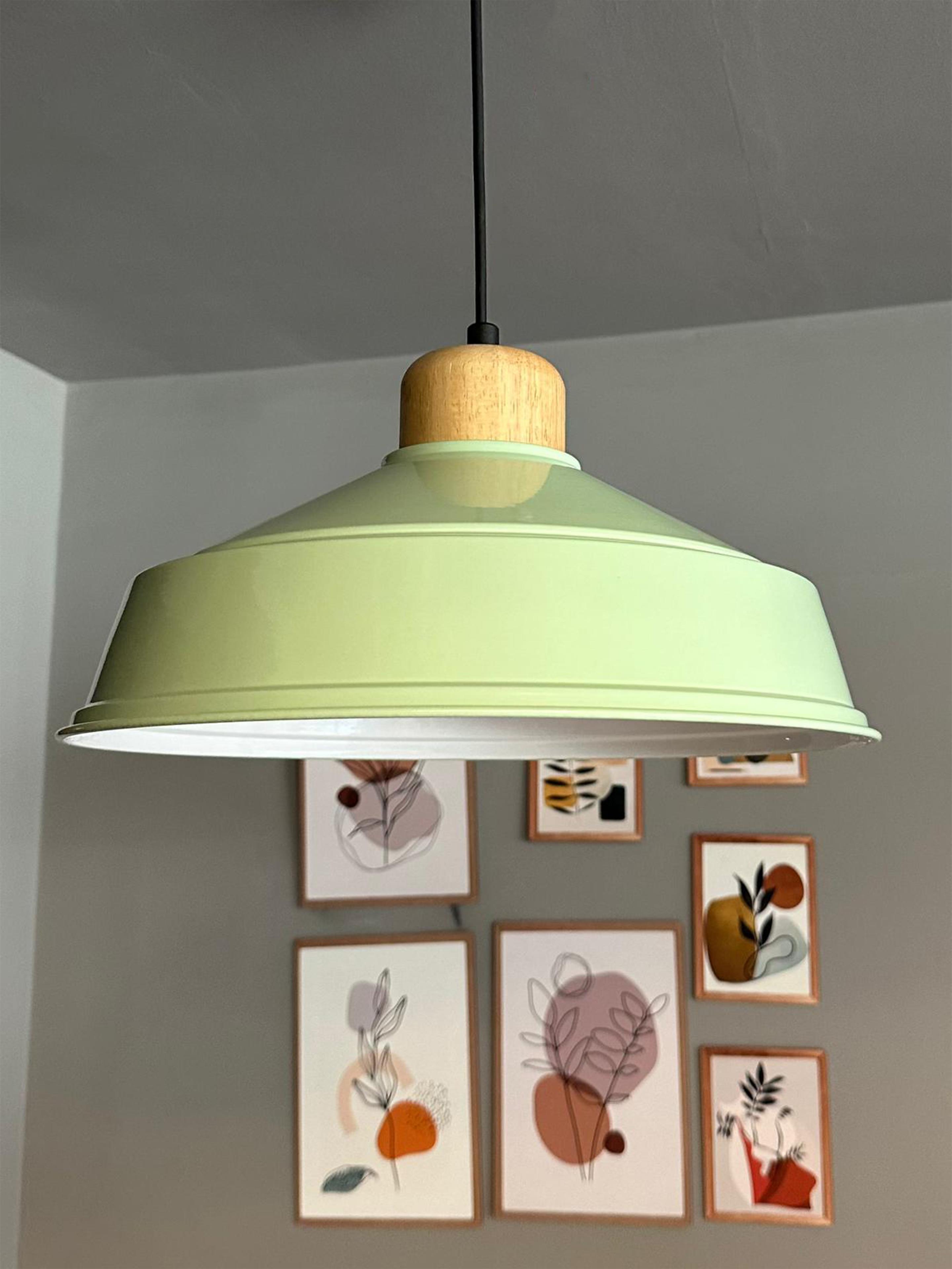 Mint Tekli Avize Ahşap Başlık Retro Sarkıt Lamba Restoran Salon Aydınlatma