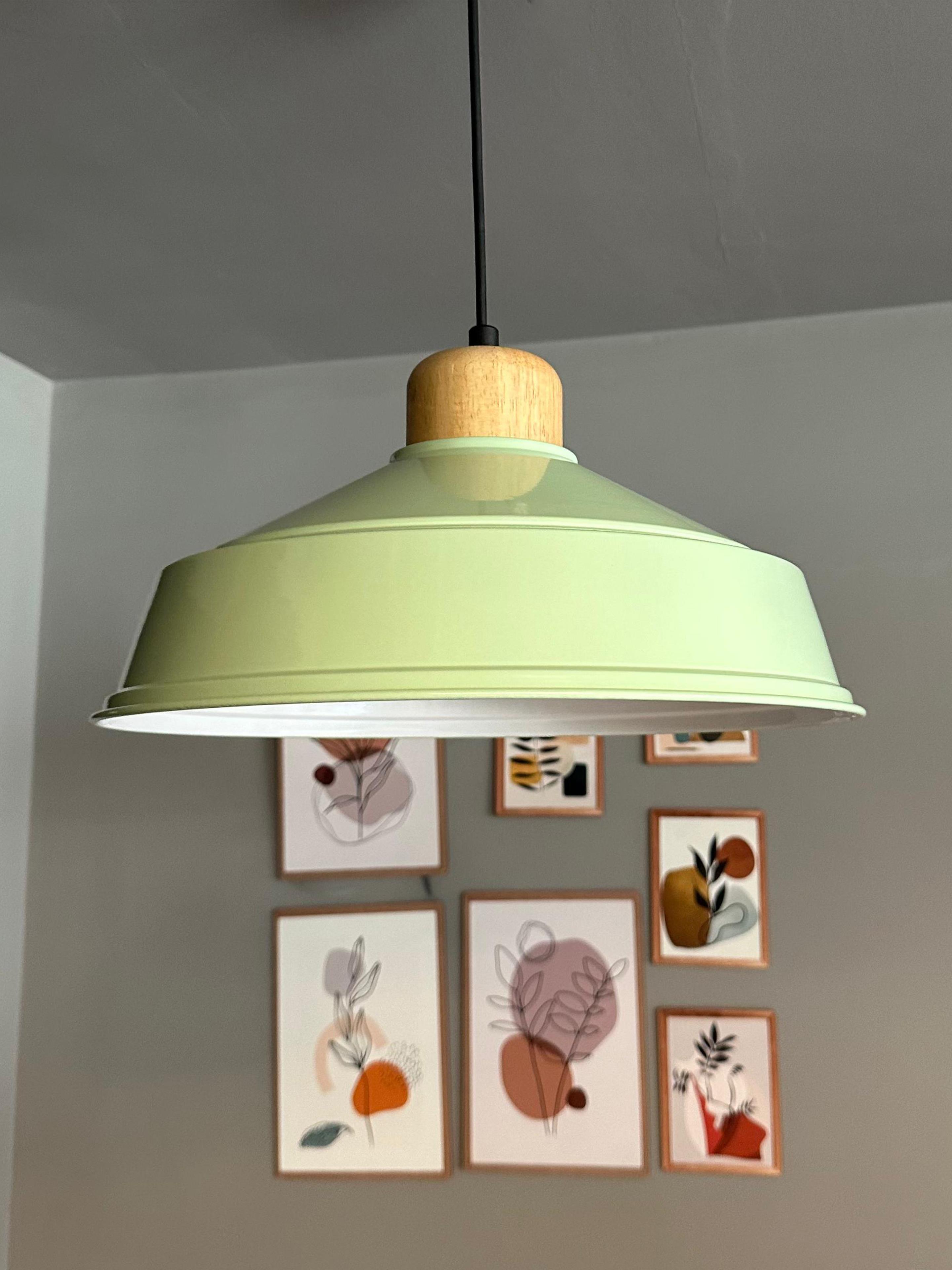 Mint Tekli Avize Ahşap Başlık Retro Sarkıt Lamba Restoran Salon Aydınlatma