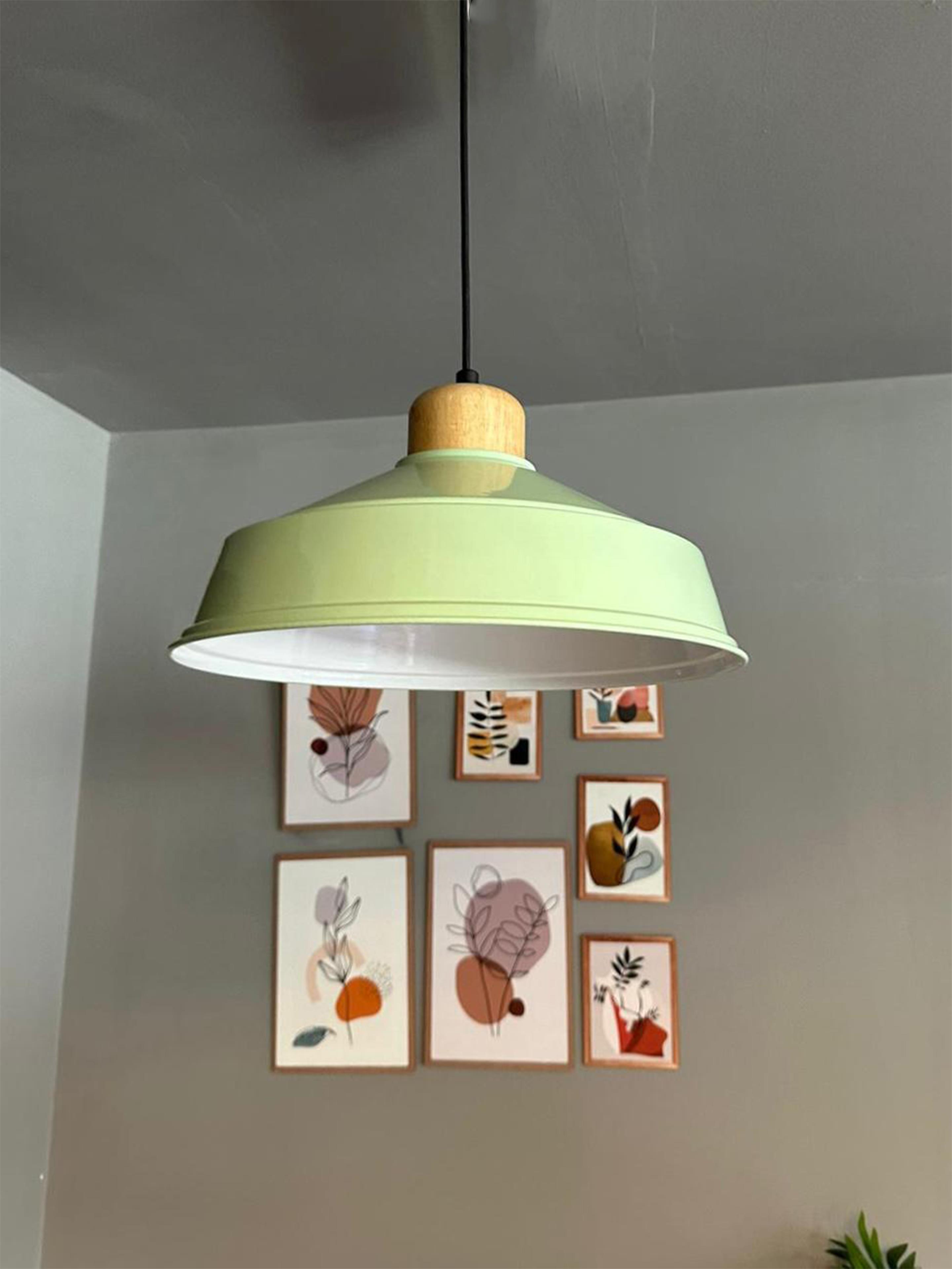 Mint Tekli Avize Ahşap Başlık Retro Sarkıt Lamba Restoran Salon Aydınlatma