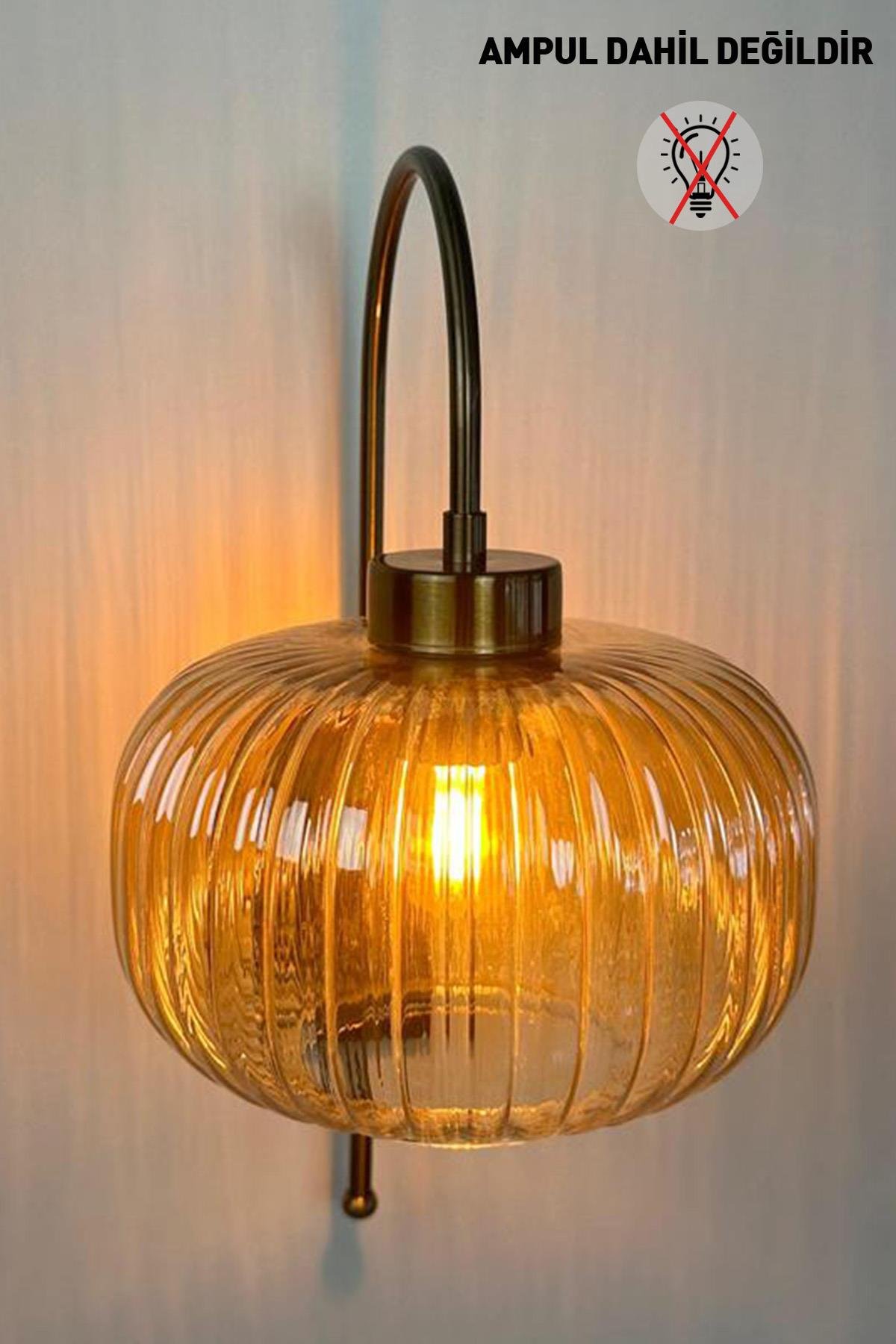 Mola Bal Rengi Cam Aplik Duvar Lambası Modern Otel Cafe Vintage Salon Yatak Odası Merdiven Retro