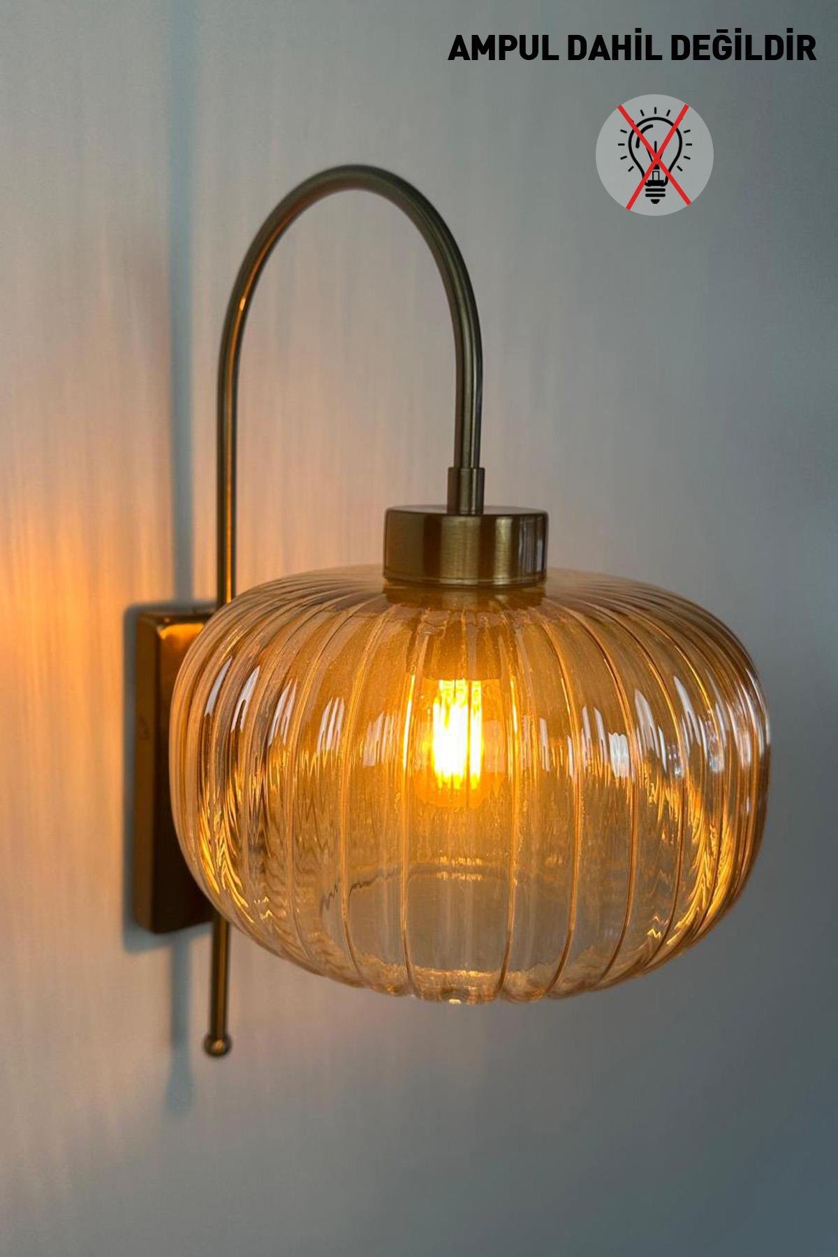Mola Bal Rengi Cam Aplik Duvar Lambası Modern Otel Cafe Vintage Salon Yatak Odası Merdiven Retro