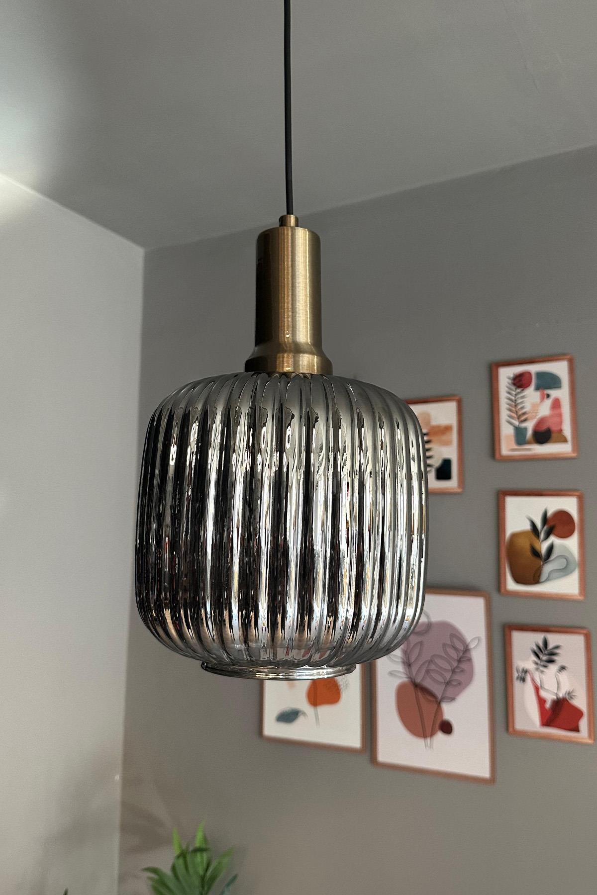 Mopa Cam Tekli Avize Eskitme Fener Başlık Retro Sarkıt Lamba Restoran Salon Aydınlatma