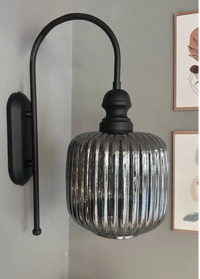 Mopa Füme Cam Tekli Aplik Retro Sarkıt Lamba Restoran Salon Aydınlatma