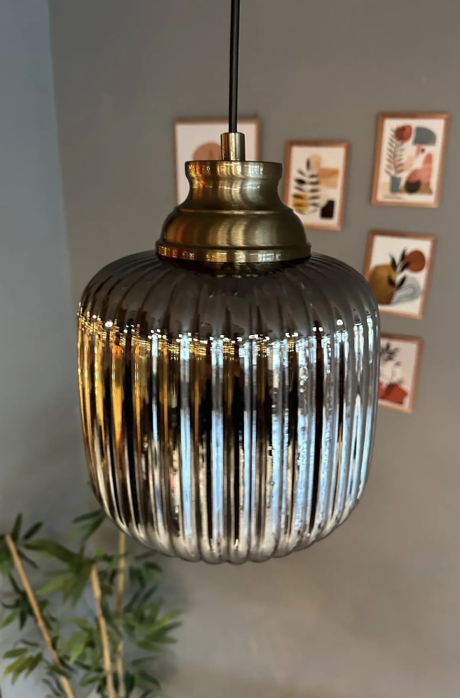 Mopa Füme Cam Tekli Avize Eskitme Kum Saati Başlık Retro Sarkıt Lamba Restoran Salon Aydınlatma