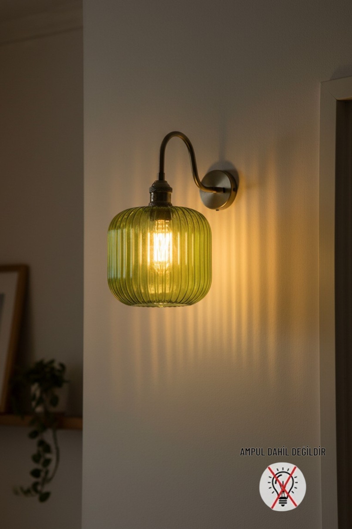 Mopa Yeşil Cam Aplik Duvar Lambası Modern Otel Cafe Vintage Salon Yatak Odası Merdiven Retro