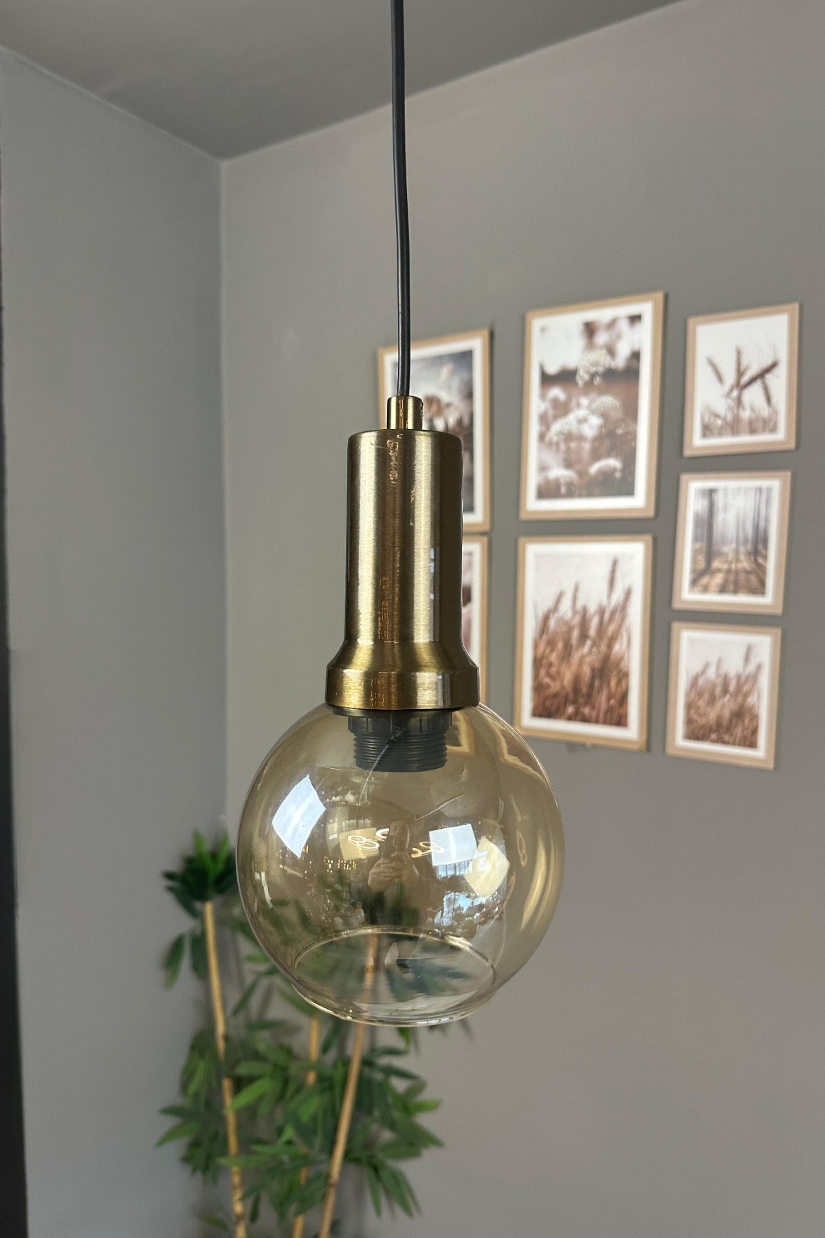 Oria Bal Rengi Cam Tekli Avize Eskitme Fener Başlık Retro Sarkıt Lamba Salon Aydınlatma