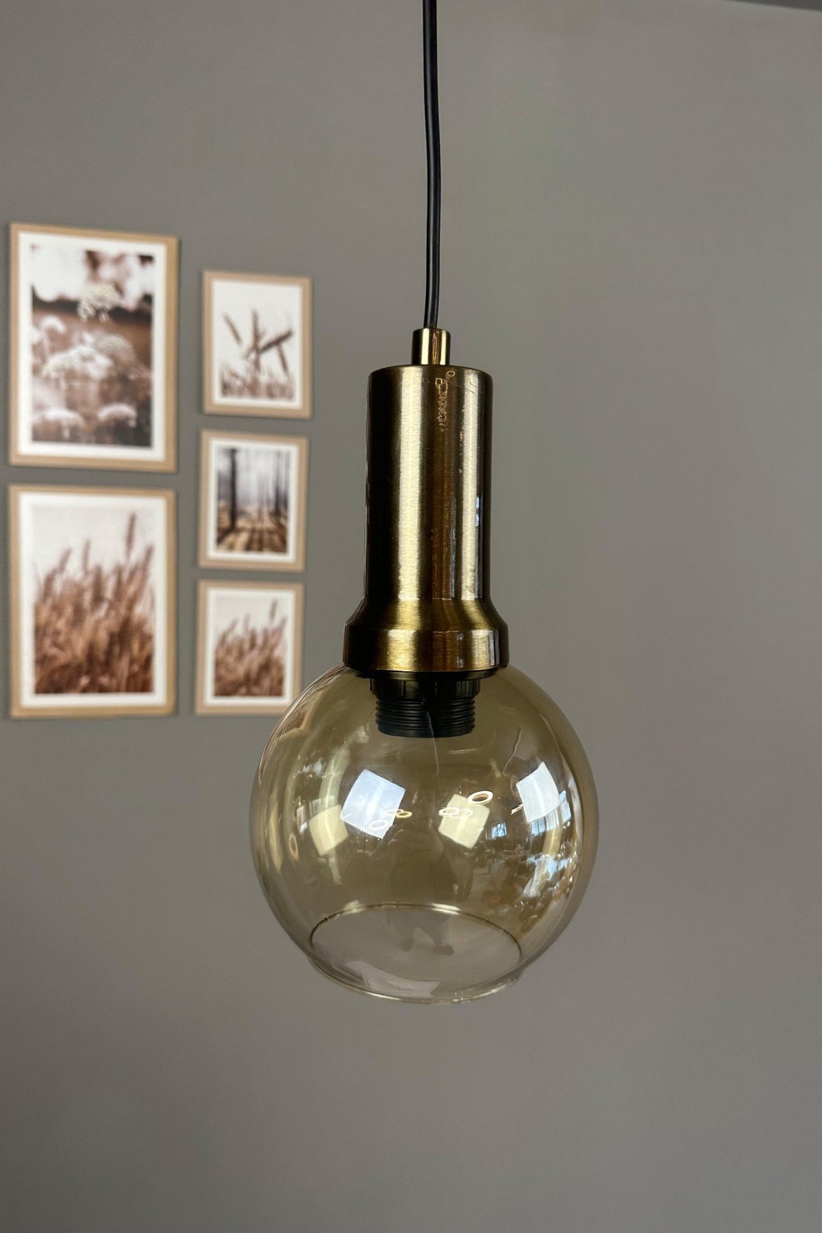 Oria Bal Rengi Cam Tekli Avize Eskitme Fener Başlık Retro Sarkıt Lamba Salon Aydınlatma