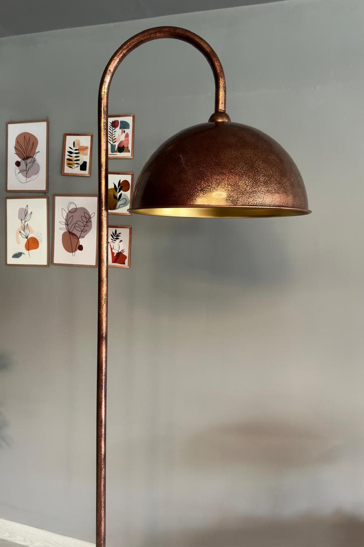 Patina Lambader Modern Dekoratif Metal Oturma Odası Çalışma Odası Zemin Lambası