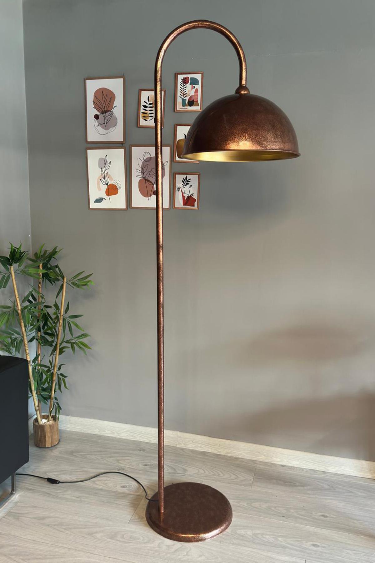 Patina Lambader Modern Dekoratif Metal Oturma Odası Çalışma Odası Zemin Lambası