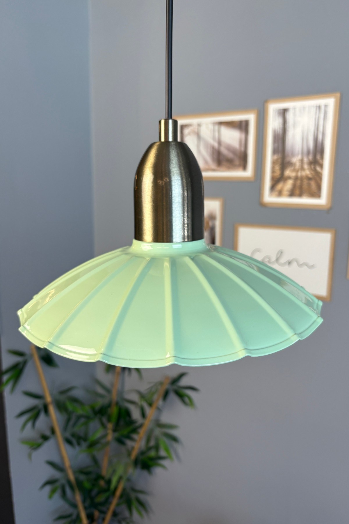Risso Mint Yeşili Metal Avize Eskitme Dome Başlık Tekli Sarkıt Aydınlatma