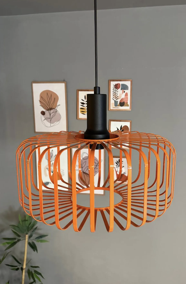 Sante Turuncu Sarkıt Avize Siyah Fener Başlık İç Mekan Aydınlatma Dekoratif Mutfak Hol Cafe Ofis