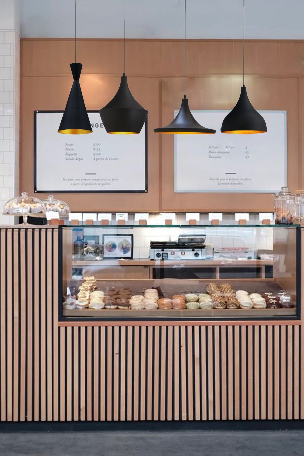 Siyah Dörtlü Magna Avize Sarkıt Yemek Masaüstü Iç Mekan Pastane Ofis Dükkan Modern Restoran