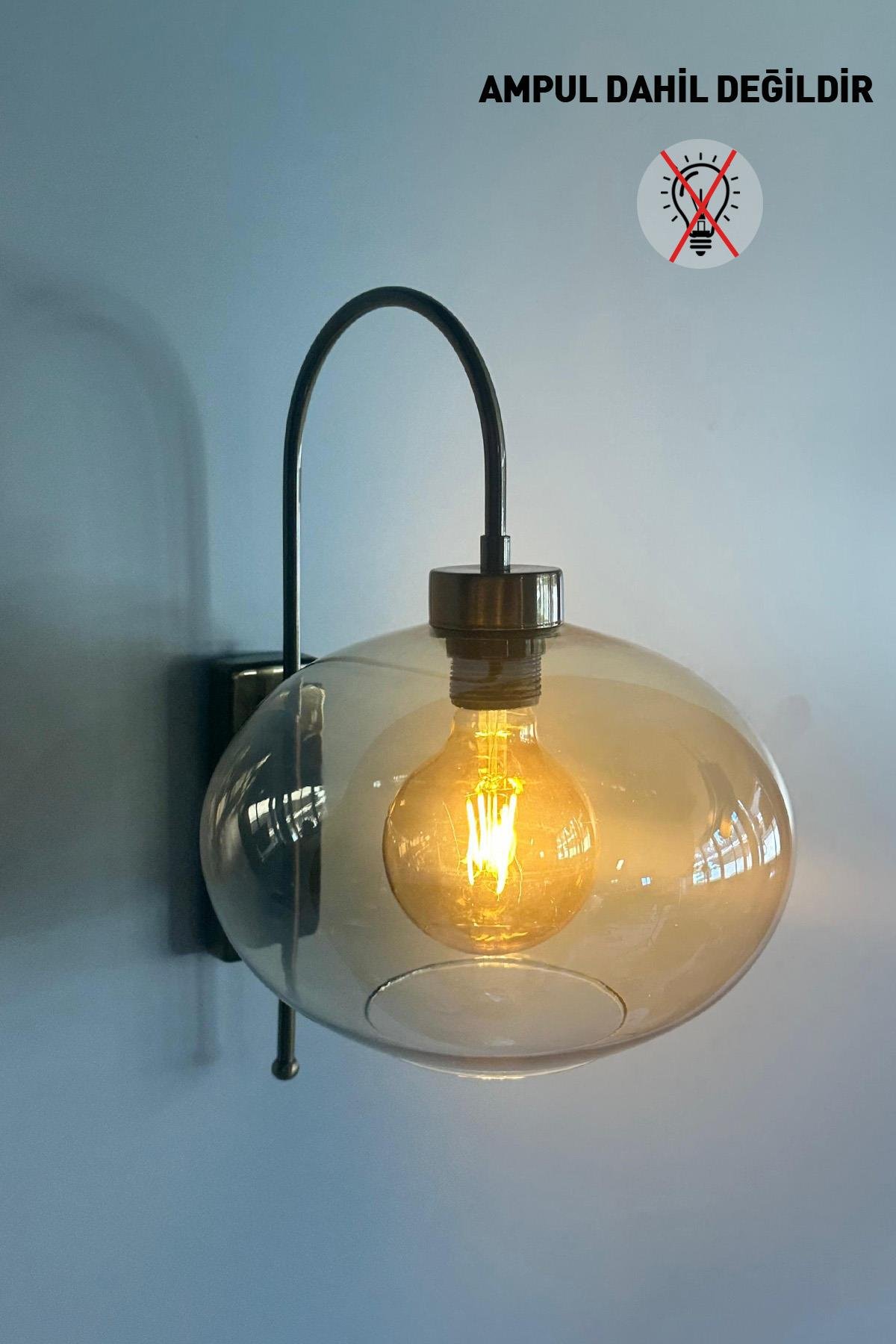 Solvia Bal Rengi Cam Aplik Duvar Lambası Modern Otel Cafe Vintage Salon Yatak Odası Merdiven Retro