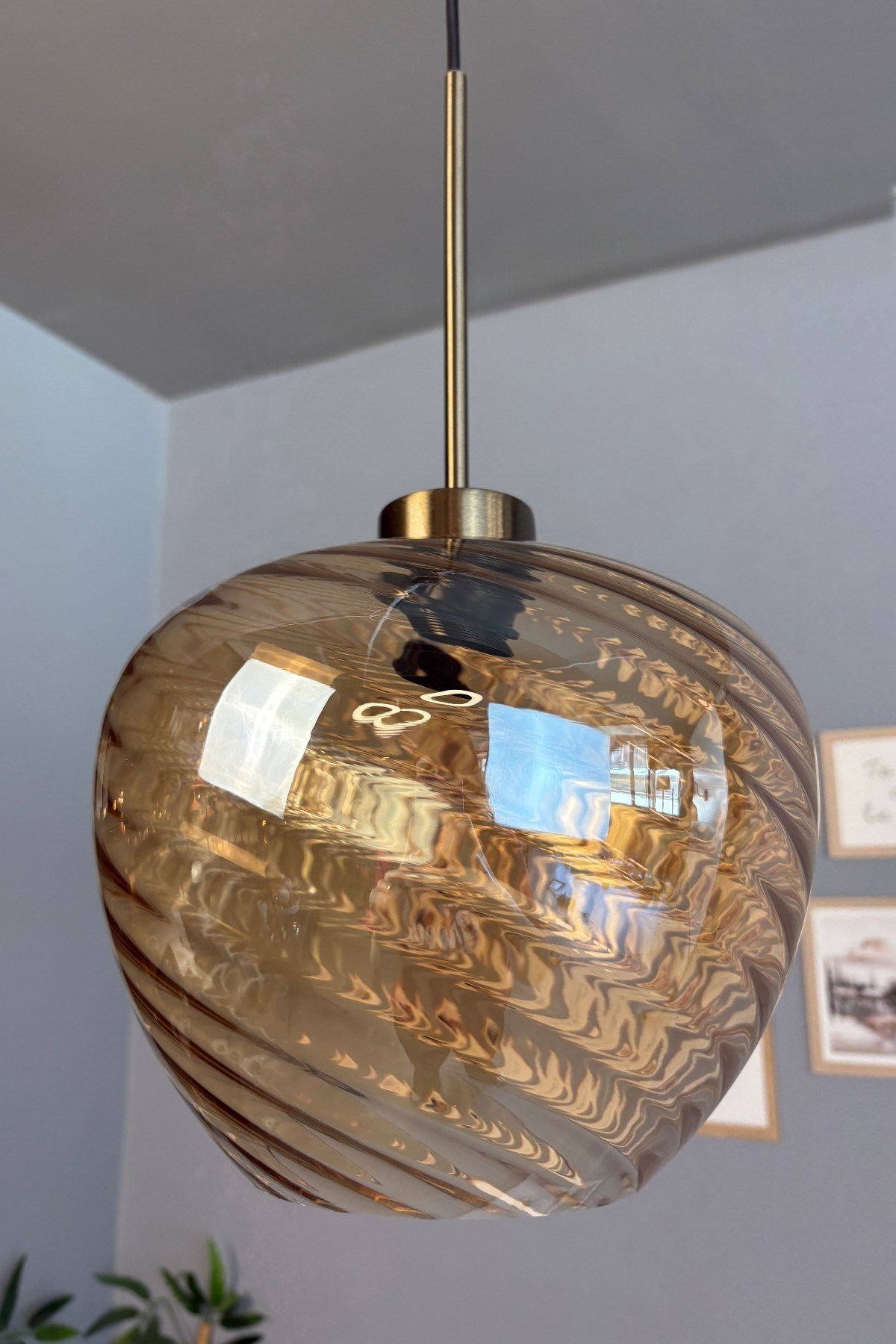 Stella Bal Cam Tekli Avize İnce Eskitme Başlık Retro Sarkıt Aydınlatma