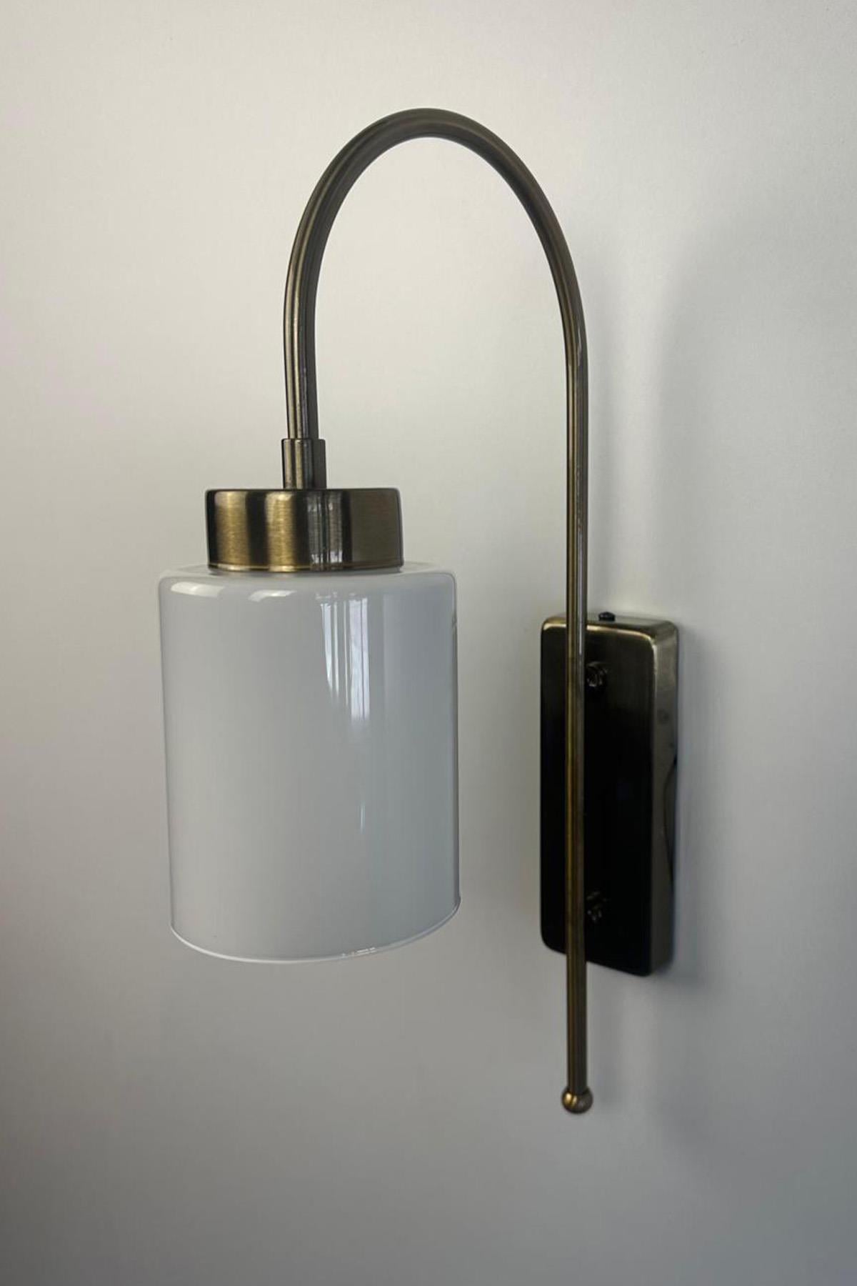Tiny Beyaz Cam Aplik Duvar Lambası Modern Otel Cafe Vintage Salon Yatak Odası Merdiven Retro