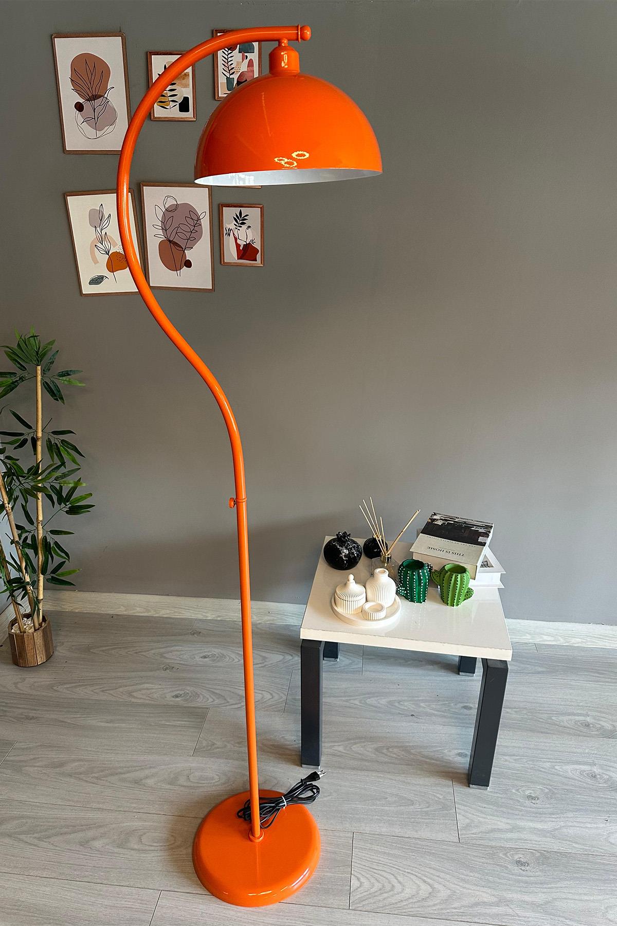 Turuncu Lambader Modern Dekoratif Metal Salon Oturma Odası Çalışma Odası Lambası