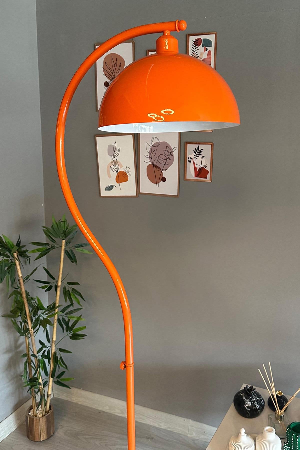 Turuncu Lambader Modern Dekoratif Metal Salon Oturma Odası Çalışma Odası Lambası