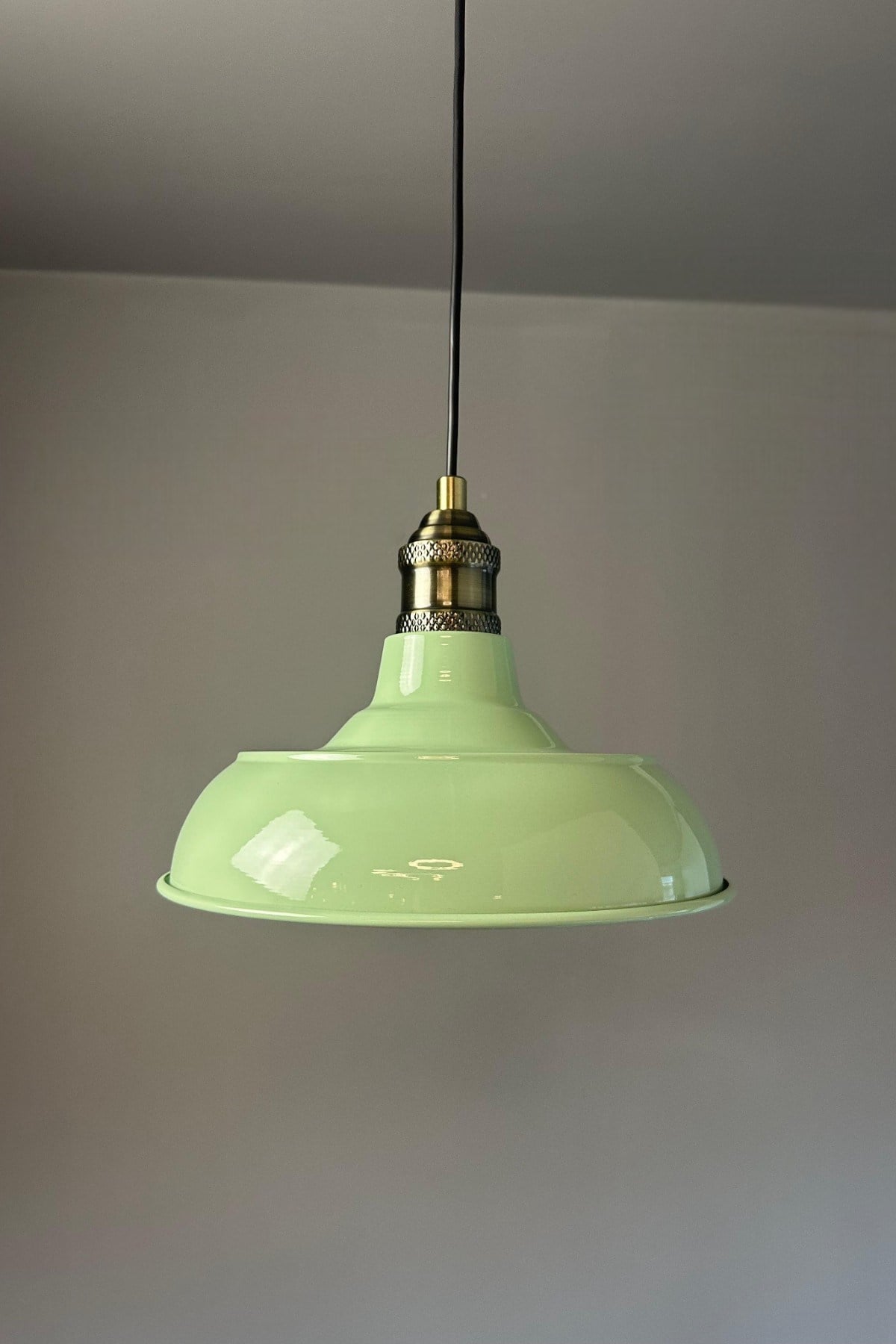 Veluna Mint Yeşili Tekli Eskitme Lale Başlık Avize Retro Sarkıt Ofis Showroom Salon Mutfak Avizeleri