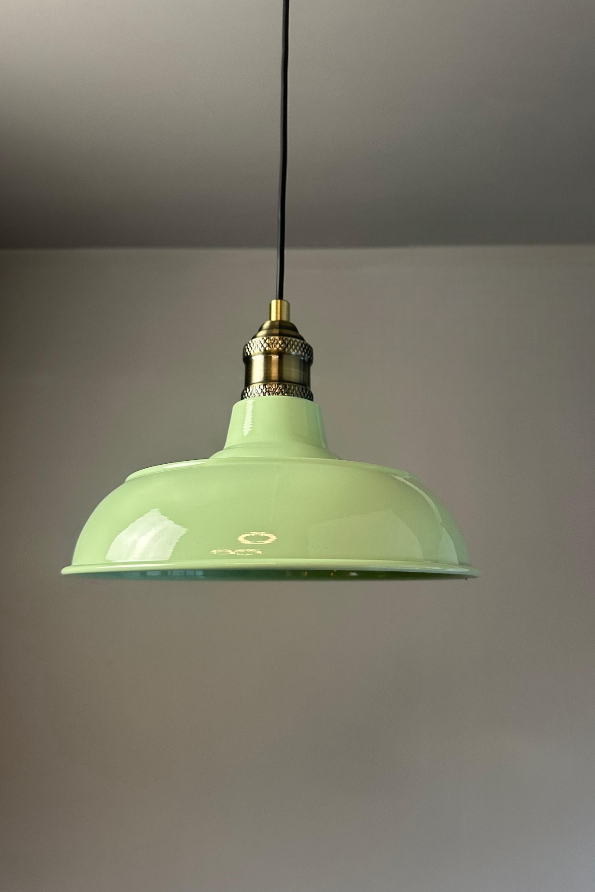 Veluna Mint Yeşili Tekli Eskitme Lale Başlık Avize Retro Sarkıt Ofis Showroom Salon Mutfak Avizeleri