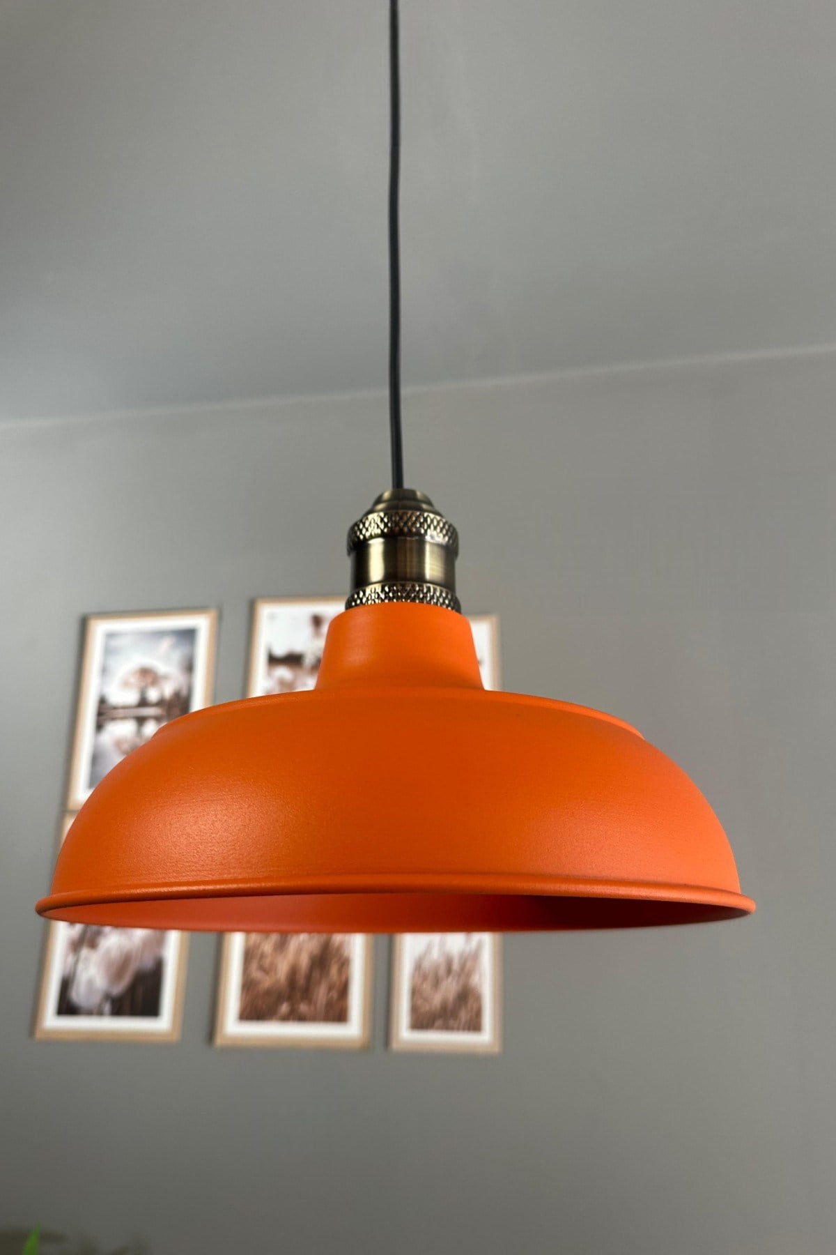 Veluna Turuncu Tekli Eskitme Lale Başlık Avize Retro Sarkıt Ofis Showroom Salon Mutfak Avizeleri