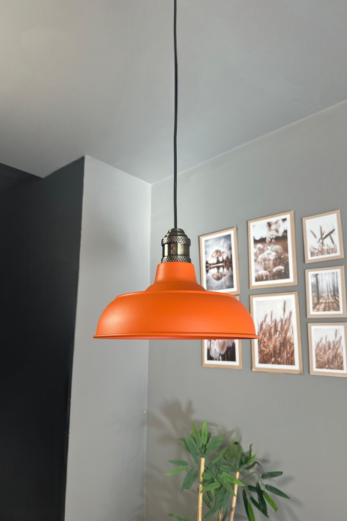 Veluna Turuncu Tekli Eskitme Lale Başlık Avize Retro Sarkıt Ofis Showroom Salon Mutfak Avizeleri