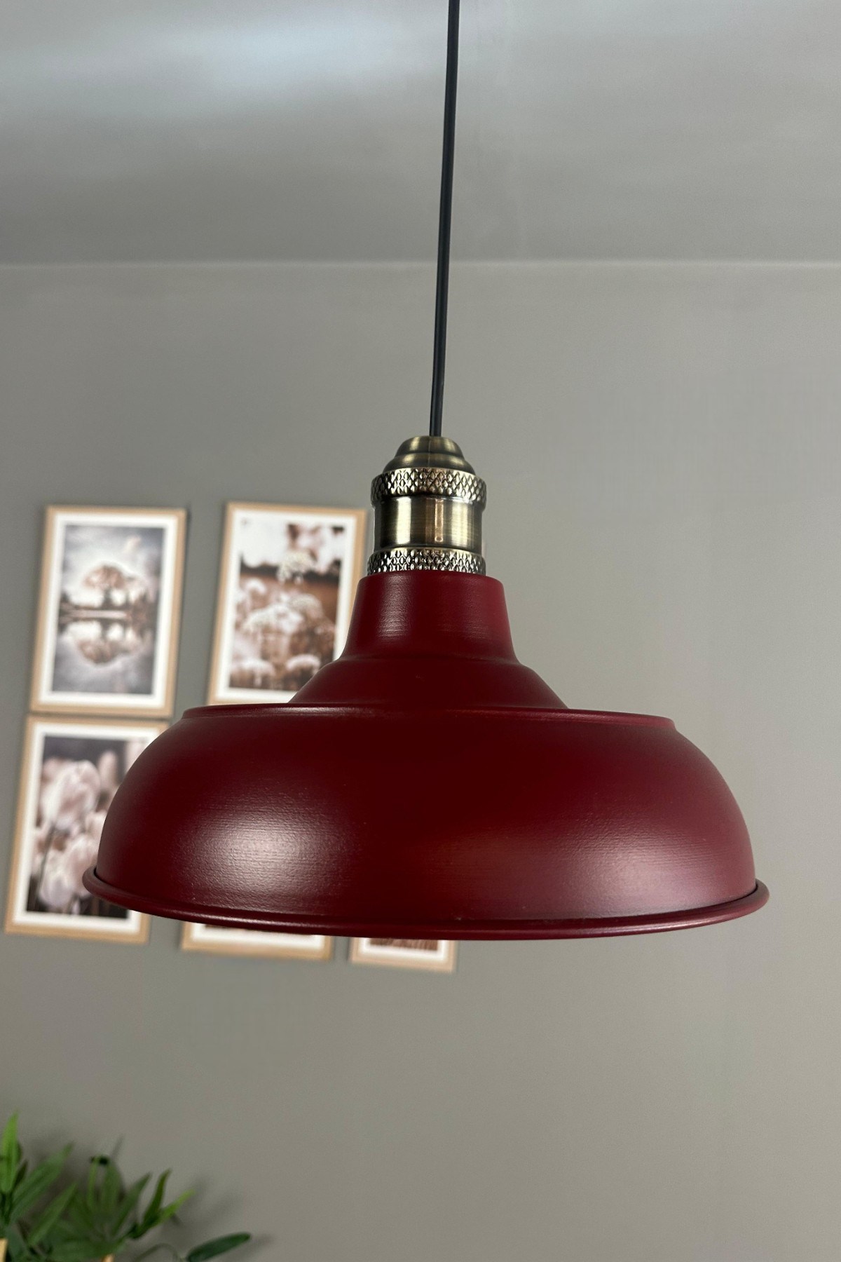 Veluna Vişne Çürüğü Tekli Eskitme Lale Başlık Avize Retro Sarkıt Showroom Salon Mutfak Avizeleri