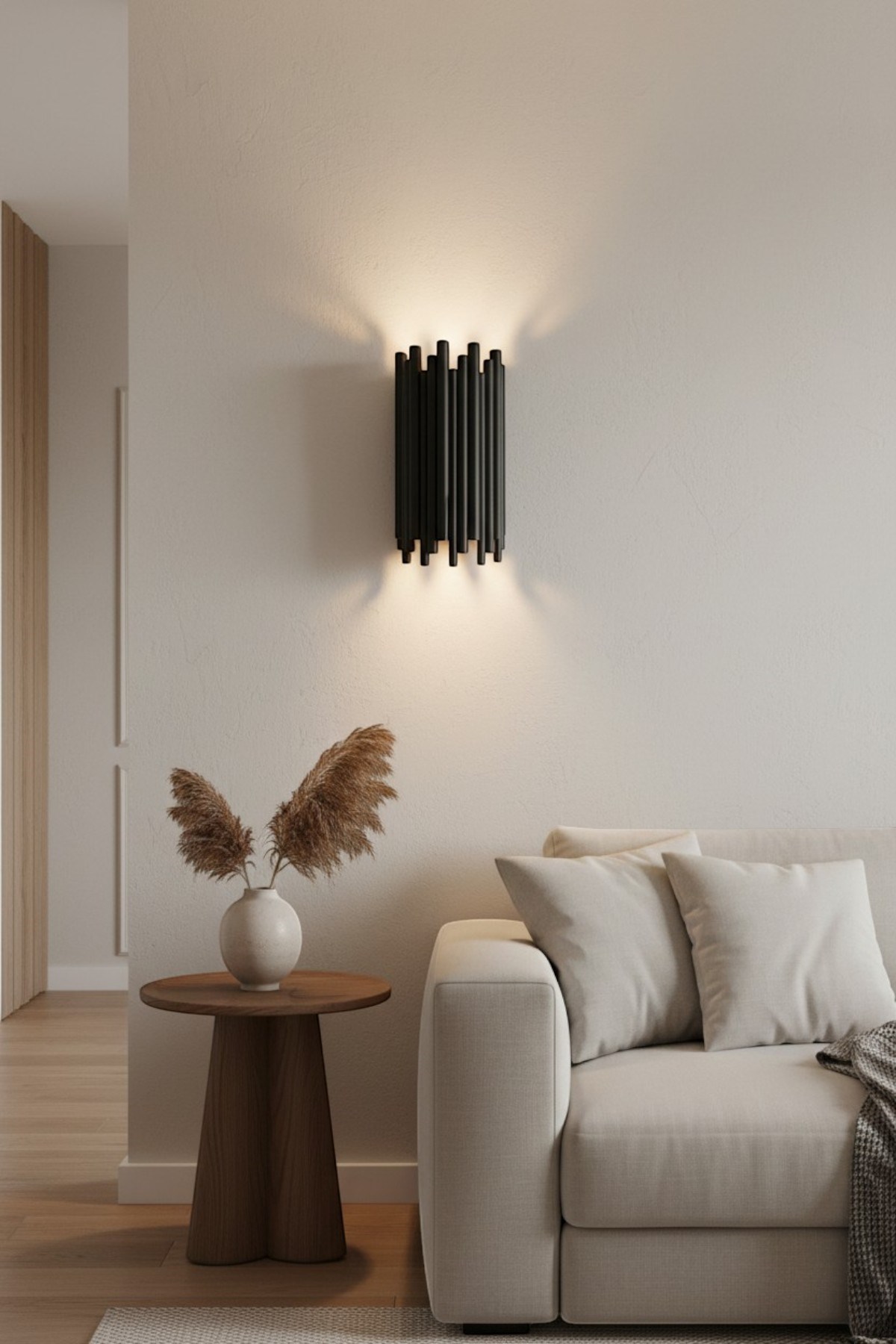 Vonita Siyah Metal Modern E14 Tekli Duvar Apliği