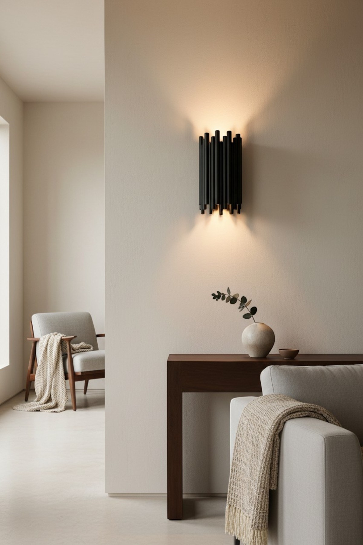 Vonita Siyah Metal Modern E14 Tekli Duvar Apliği