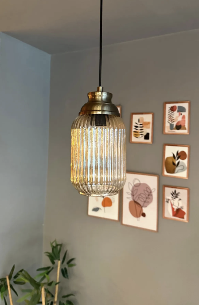 Wingmn Bal Rengi Cam Tekli Avize Eskitme Kum Saati Başlık Retro Sarkıt Restoran Salon Aydınlatma