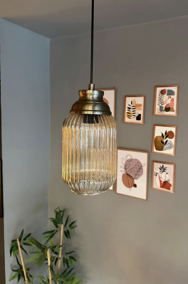 Wingmn Bal Rengi Cam Tekli Avize Eskitme Kum Saati Başlık Retro Sarkıt Restoran Salon Aydınlatma