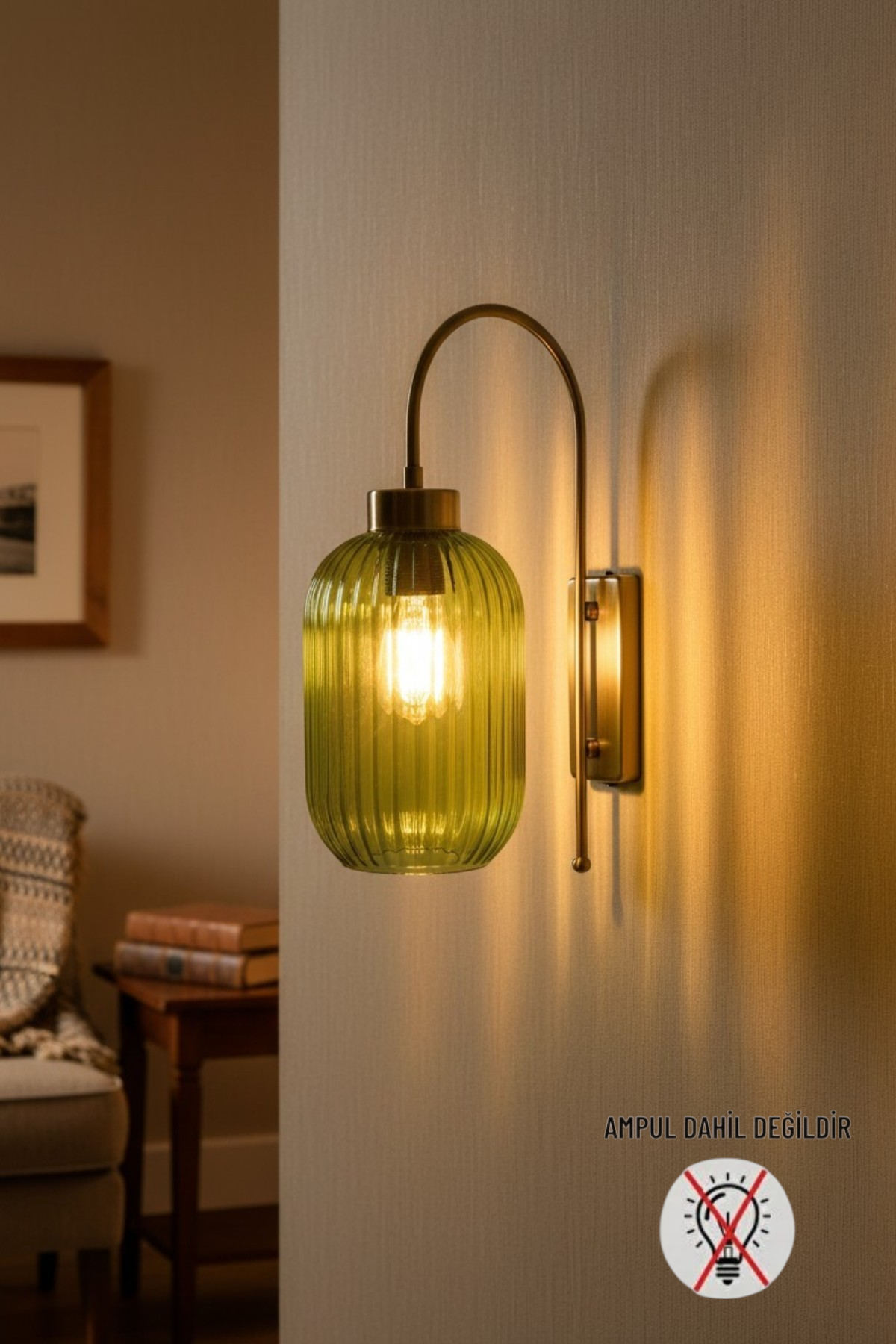 Wingmn Yeşil Cam Aplik Duvar Lambası Modern Otel Cafe Vintage Salon Yatak Odası Merdiven Retro