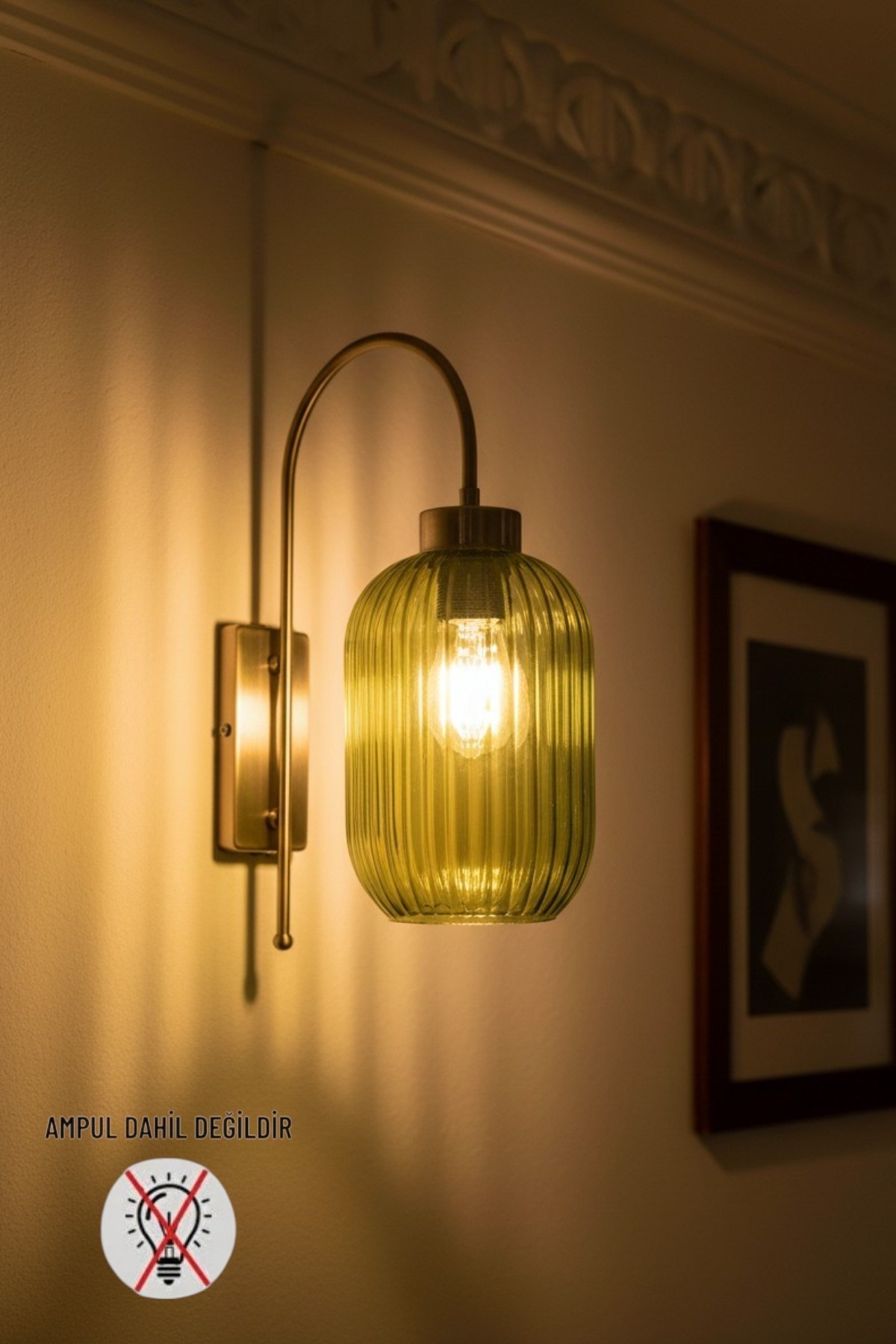 Wingmn Yeşil Cam Aplik Duvar Lambası Modern Otel Cafe Vintage Salon Yatak Odası Merdiven Retro