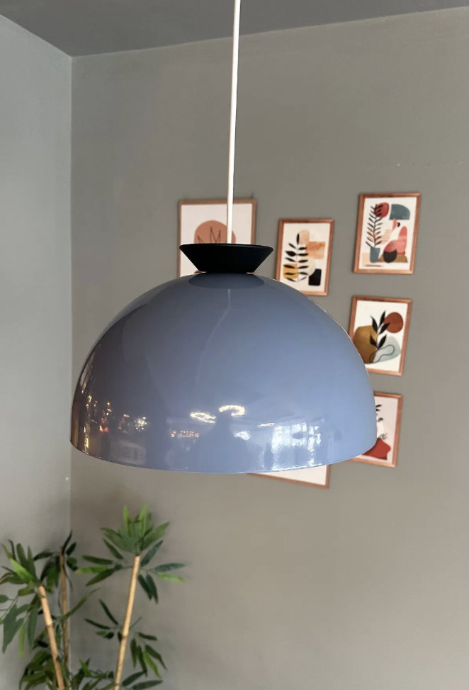 Yimpi Bebek Mavisi Avize Kase Başlık Tekli Sarkıt Salon Kuaför Cafe Dekoratif Aydınlatma Pastane