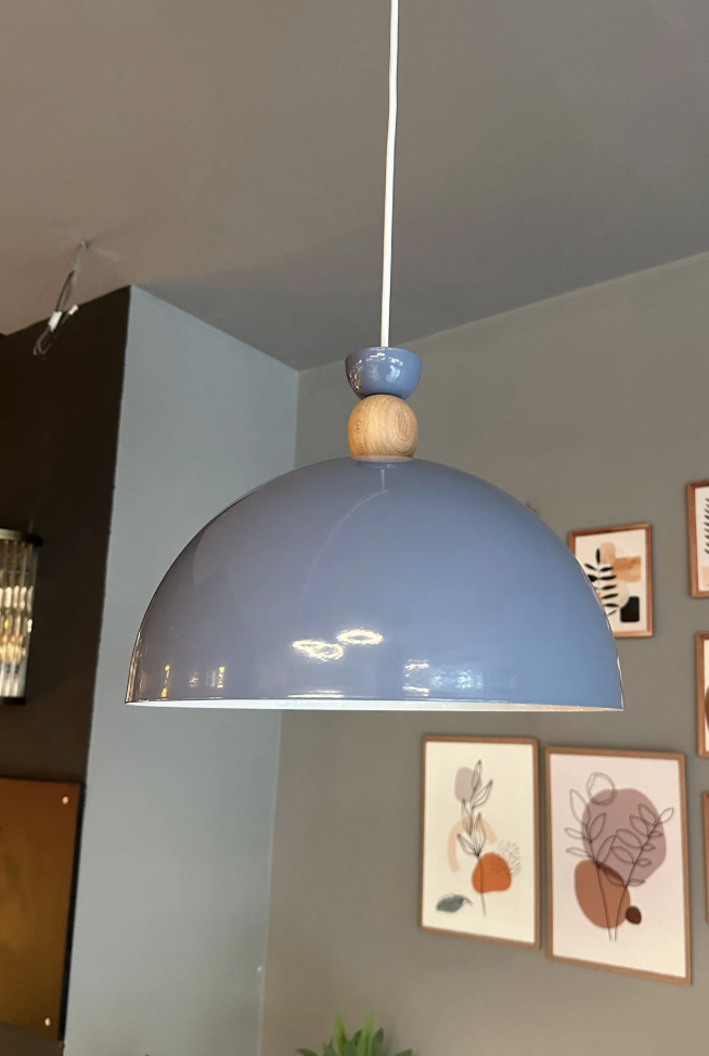Yimpi Bebek Mavisi Avize Tekli Sarkıt Salon Kuaför Cafe Dekoratif Aydınlatma Pastane
