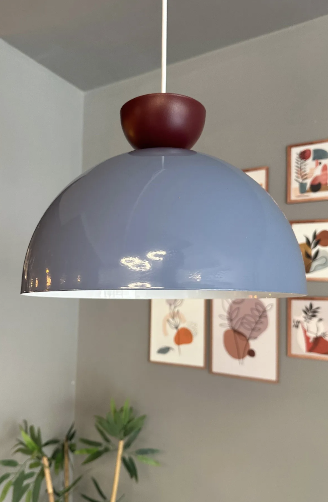 Yimpi Bebek Mavisi Avize Vişne Çürüğü Şapka Tekli Sarkıt Salon Kuaför Dekoratif Aydınlatma Pastane