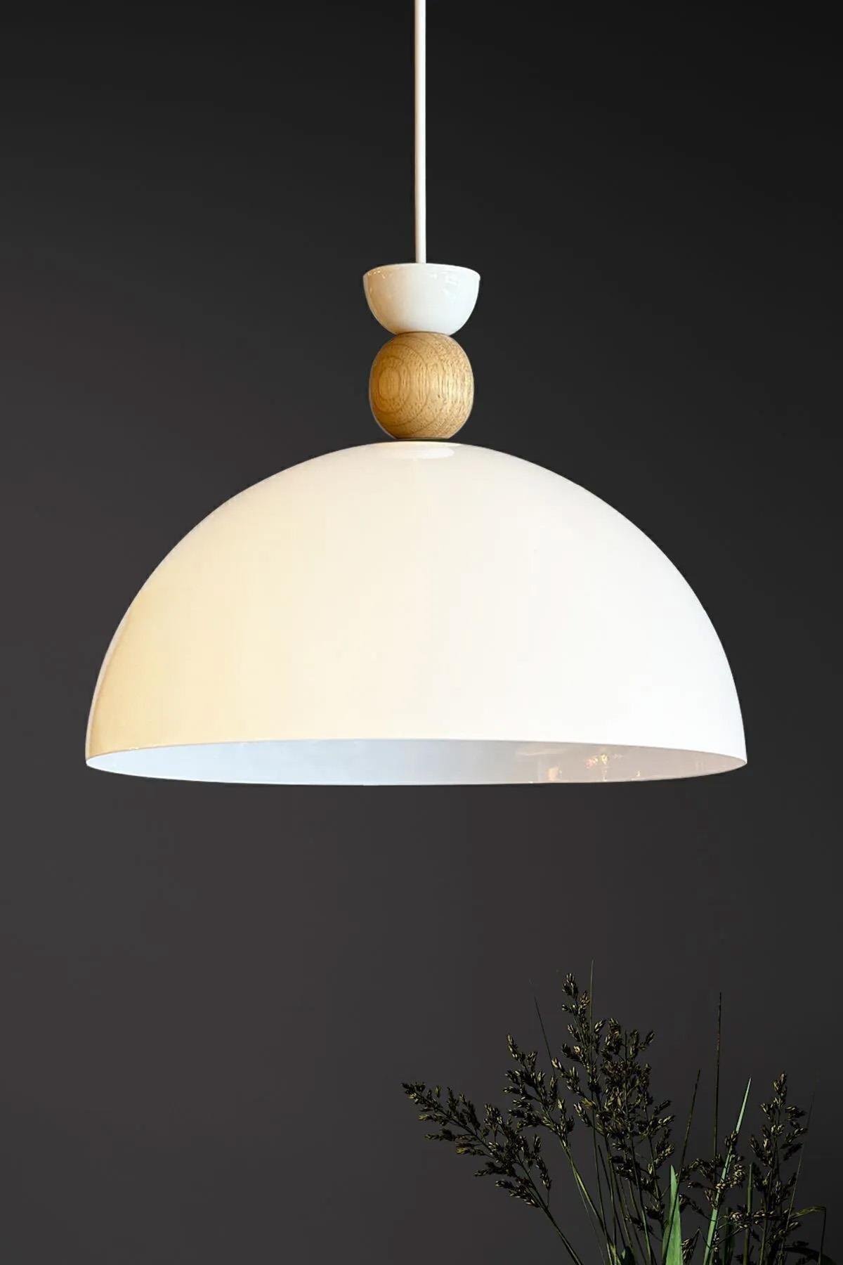 Yimpi Beyaz Avize Tekli Sarkıt Salon Mutfak Kuaför Cafe Lamba Dekoratif Aydınlatma Pastane