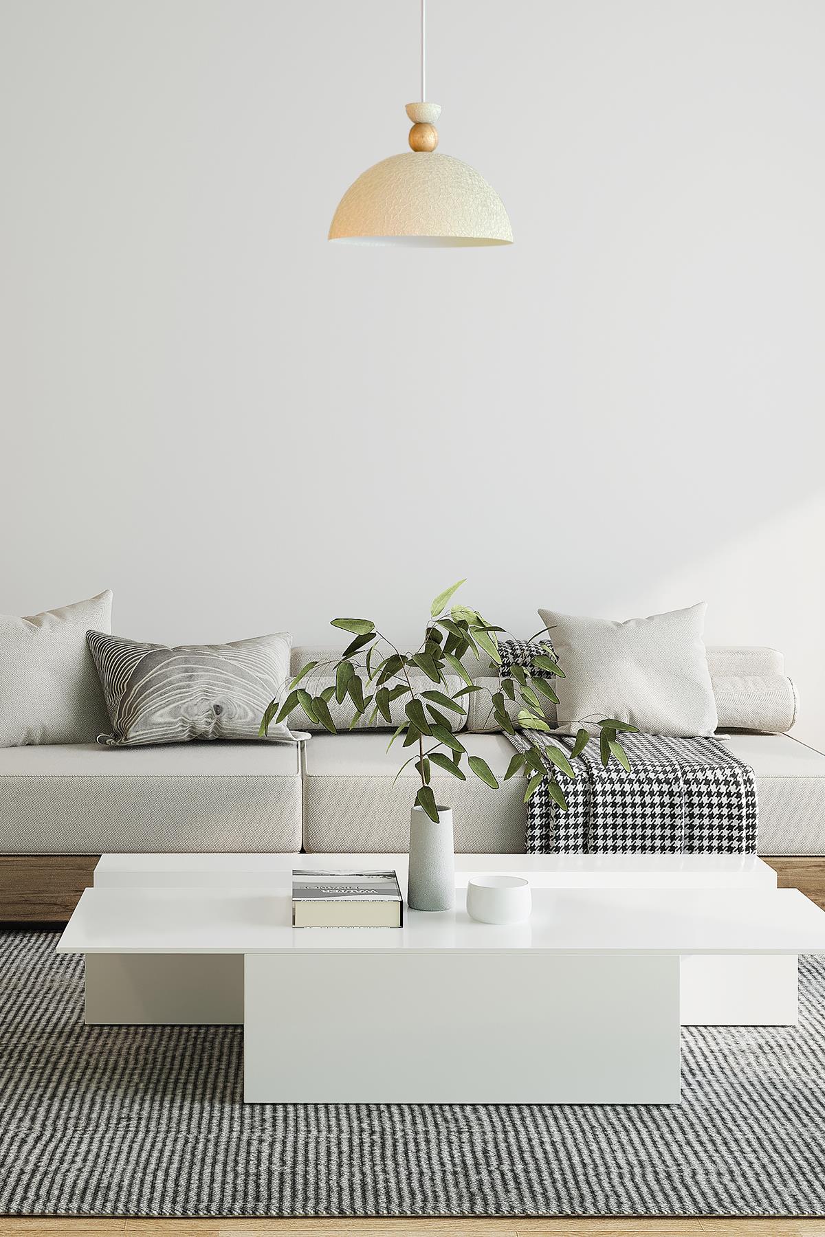 Yimpi Dokulu Açık Krem Avize Tekli Sarkıt Salon Mutfak Kuaför Cafe Lamba Dekoratif Aydınlatma Pastane