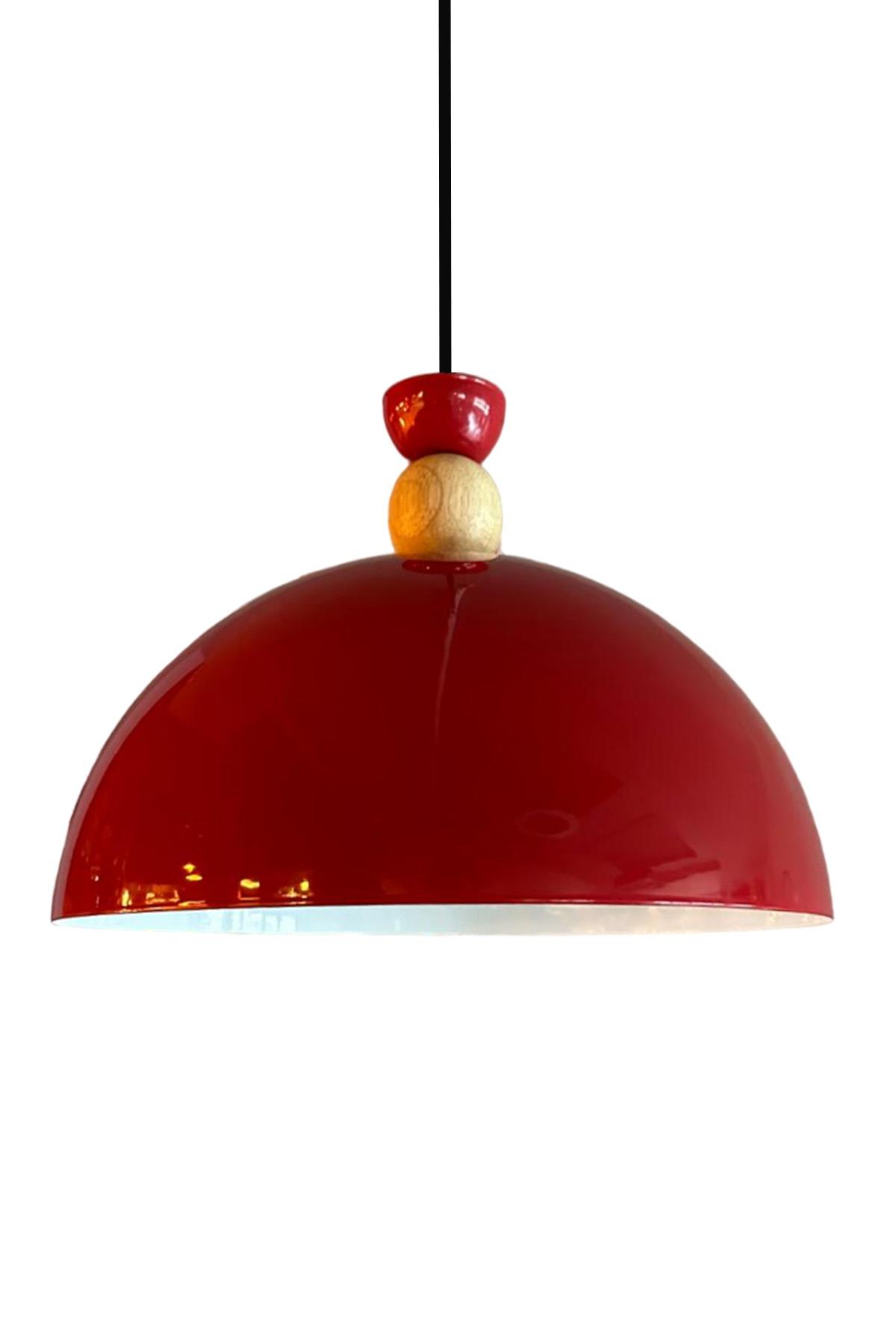 Yimpi Kırmızı Avize Tekli Sarkıt Salon Mutfak Kuaför Cafe Lamba Dekoratif Aydınlatma Pastane