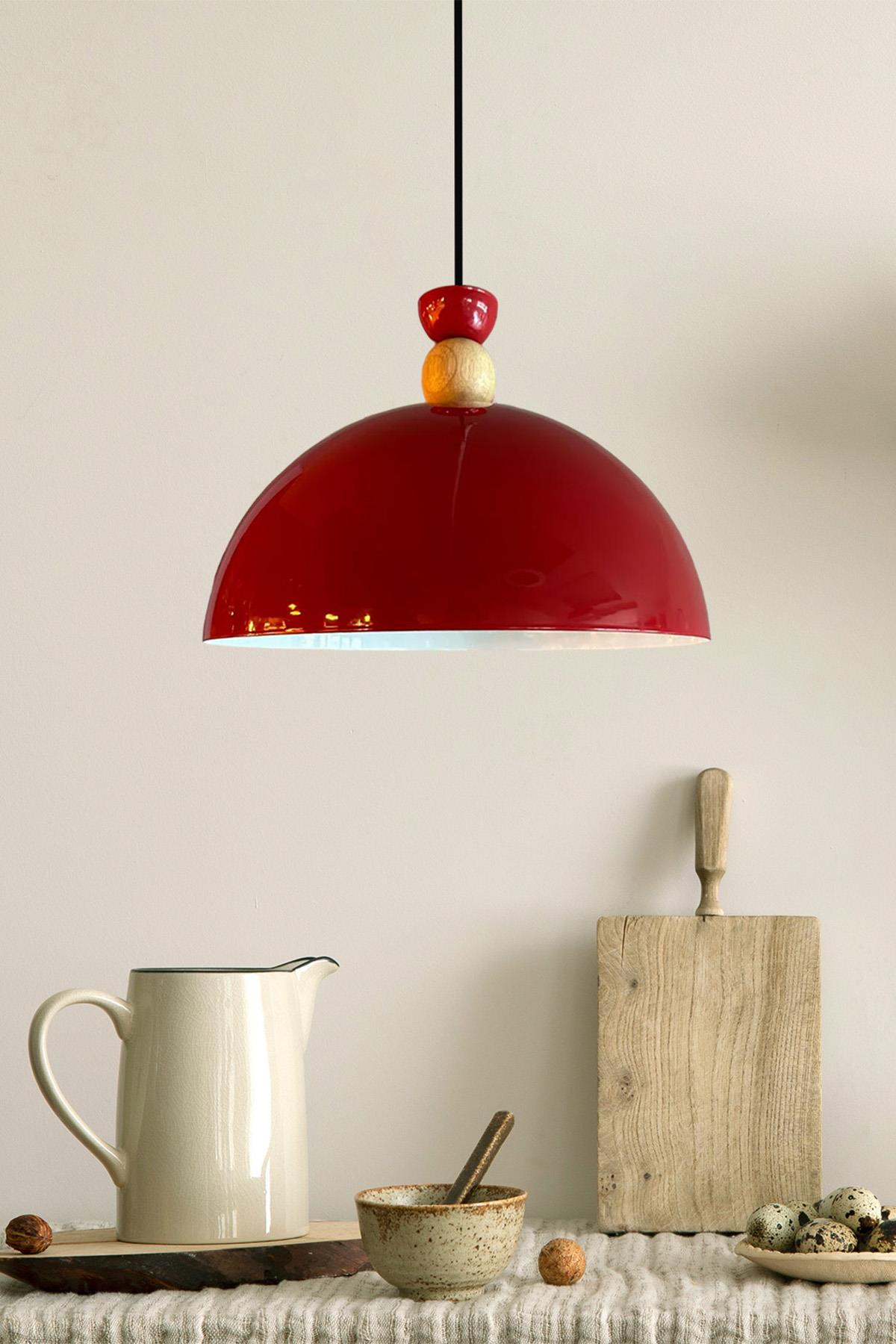 Yimpi Kırmızı Avize Tekli Sarkıt Salon Mutfak Kuaför Cafe Lamba Dekoratif Aydınlatma Pastane