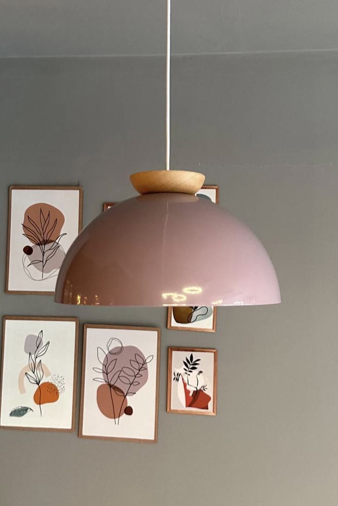 Yimpi Lila Avize Ahşap Tekli Sarkıt Salon Kuaför Cafe Dekoratif Aydınlatma Pastane