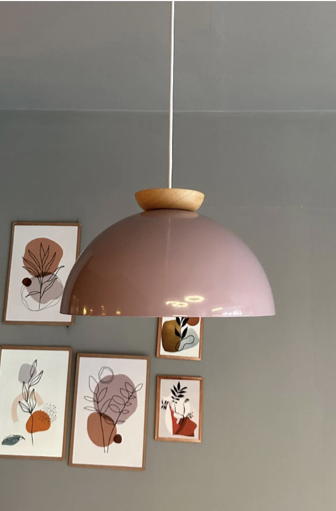 Yimpi Lila Avize Ahşap Tekli Sarkıt Salon Kuaför Cafe Dekoratif Aydınlatma Pastane