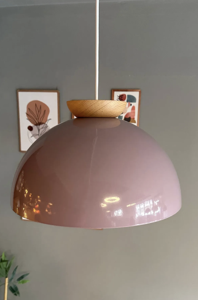 Yimpi Lila Avize Ahşap Tekli Sarkıt Salon Kuaför Cafe Dekoratif Aydınlatma Pastane