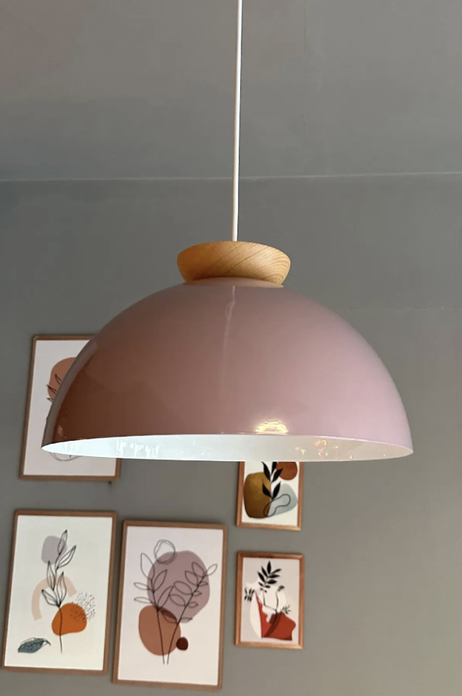 Yimpi Lila Avize Ahşap Tekli Sarkıt Salon Kuaför Cafe Dekoratif Aydınlatma Pastane