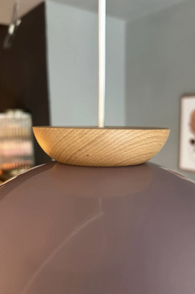 Yimpi Lila Avize Ahşap Tekli Sarkıt Salon Kuaför Cafe Dekoratif Aydınlatma Pastane