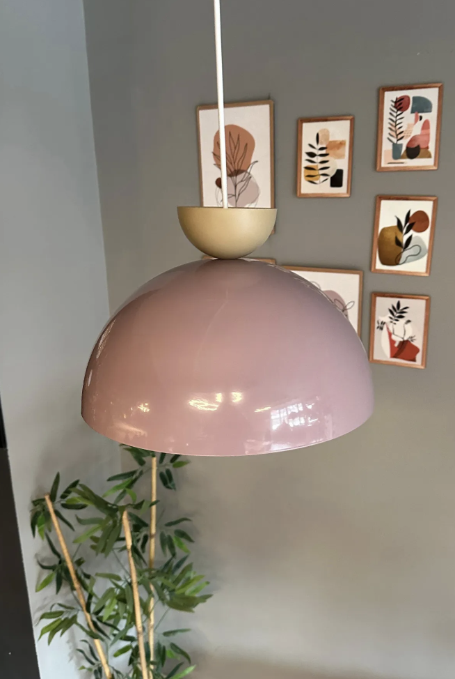 Yimpi Lila Avize Bej Şapka Tekli Sarkıt Salon Kuaför Cafe Dekoratif Aydınlatma Pastane