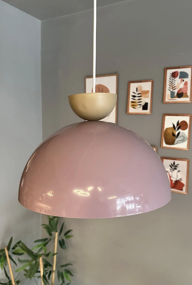 Yimpi Lila Avize Bej Şapka Tekli Sarkıt Salon Kuaför Cafe Dekoratif Aydınlatma Pastane