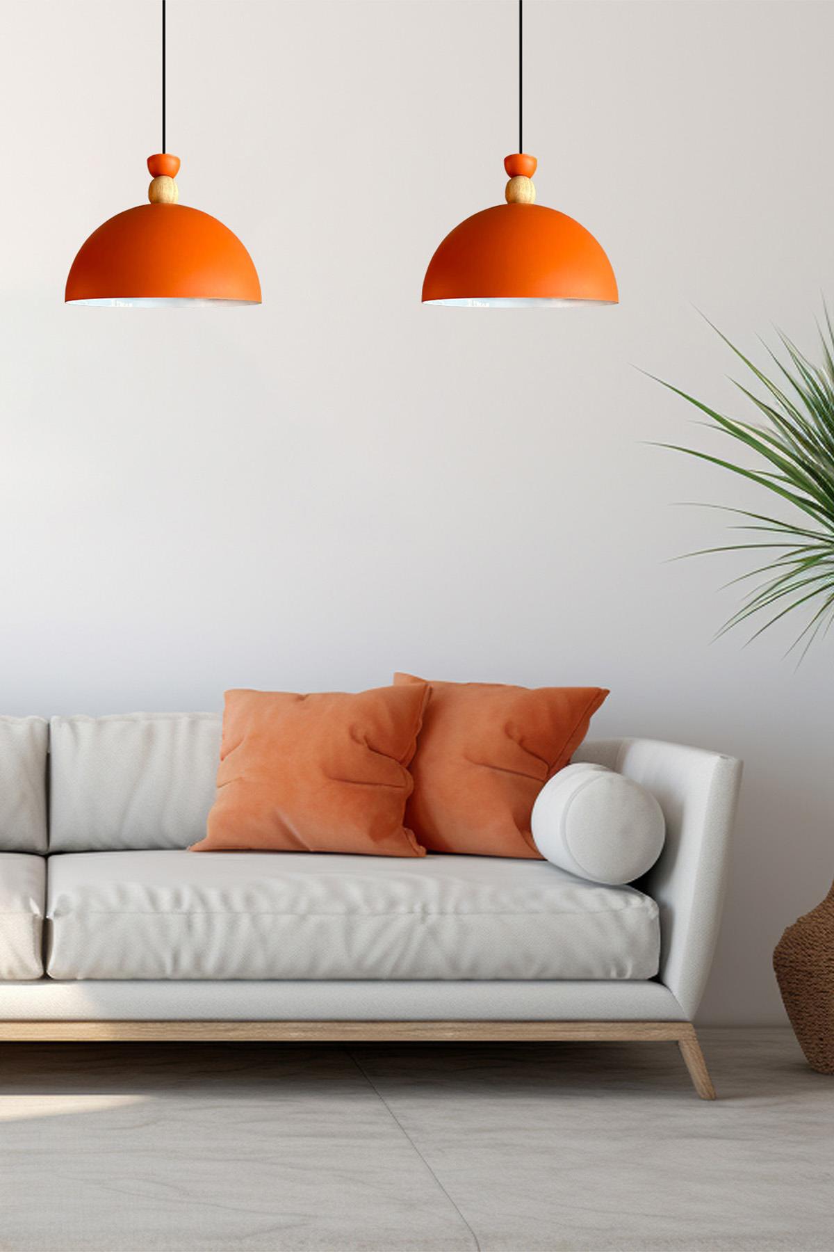 Yimpi Mat Turuncu Avize Tekli Sarkıt Salon Mutfak Kuaför Cafe Lamba Dekoratif Aydınlatma Pastane