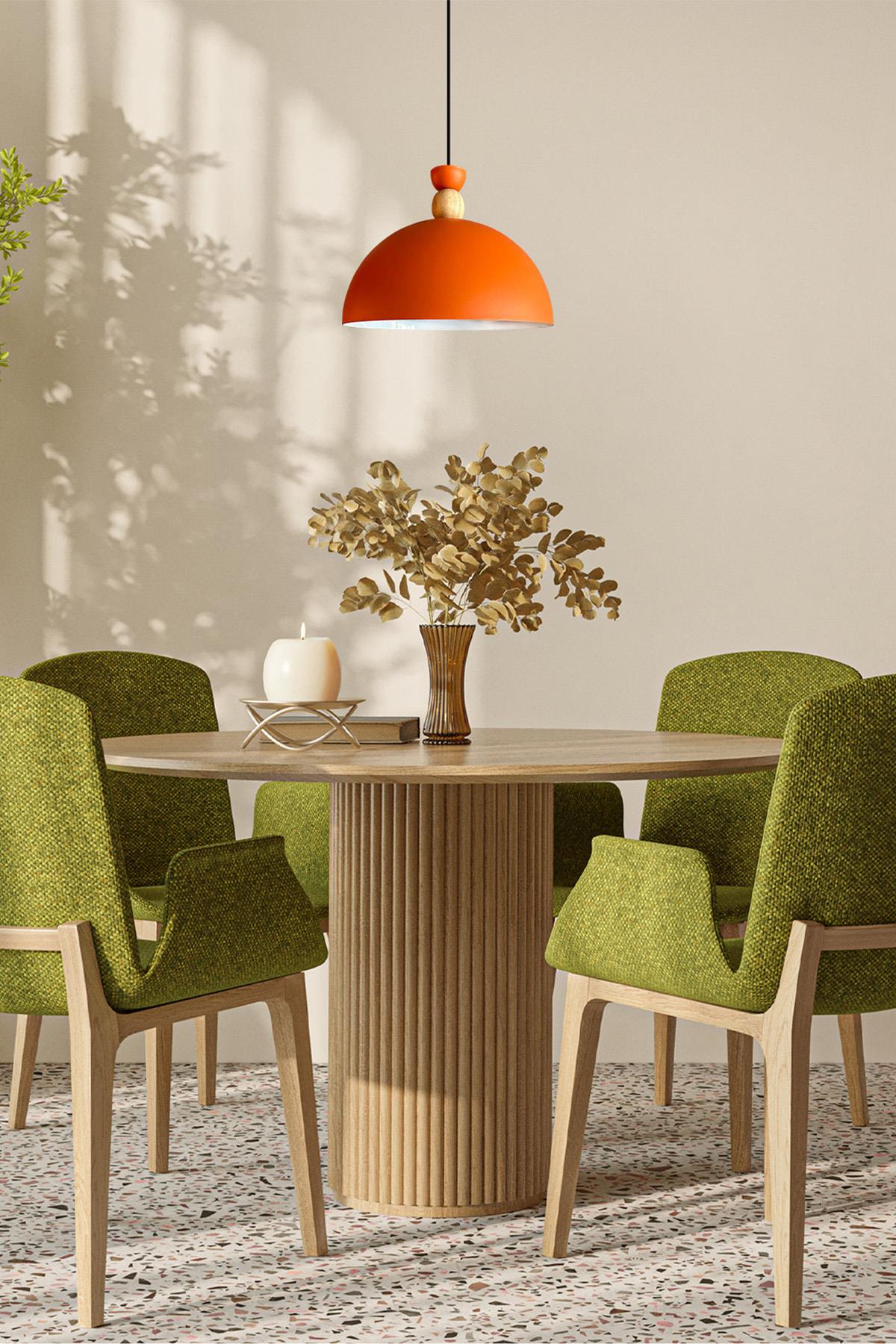 Yimpi Mat Turuncu Avize Tekli Sarkıt Salon Mutfak Kuaför Cafe Lamba Dekoratif Aydınlatma Pastane