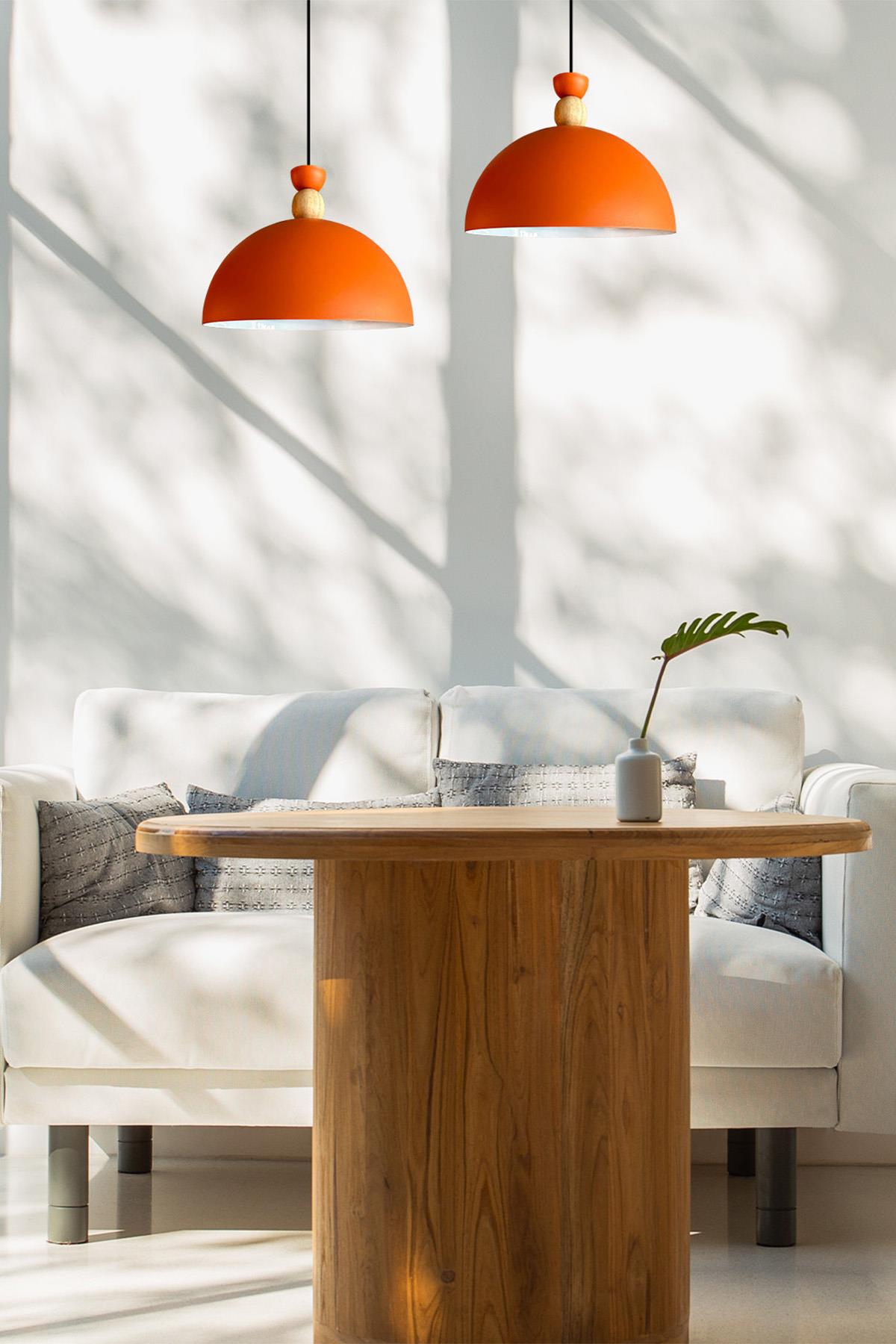 Yimpi Mat Turuncu Avize Tekli Sarkıt Salon Mutfak Kuaför Cafe Lamba Dekoratif Aydınlatma Pastane